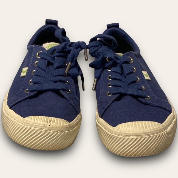 Caprium Navy Lace-Up Sneakers Canvas Tennis Shoes - Picture 4 of 6